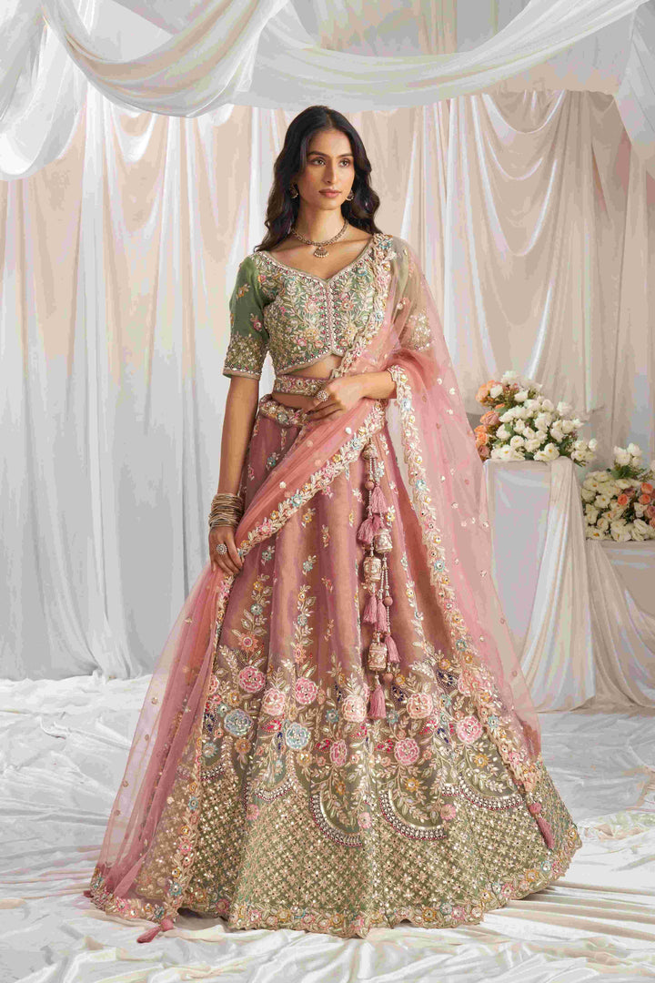 Elegant Partywear Lehenga Set | Tissue Fabric with Sequins Embroidery