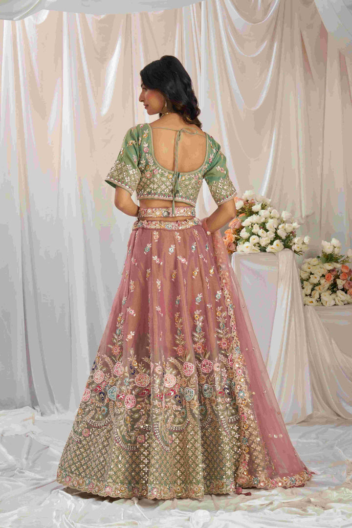 Elegant Partywear Lehenga Set | Tissue Fabric with Sequins Embroidery