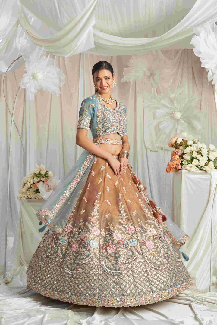 Elegant Partywear Lehenga Set | Tissue Fabric with Sequins Embroidery