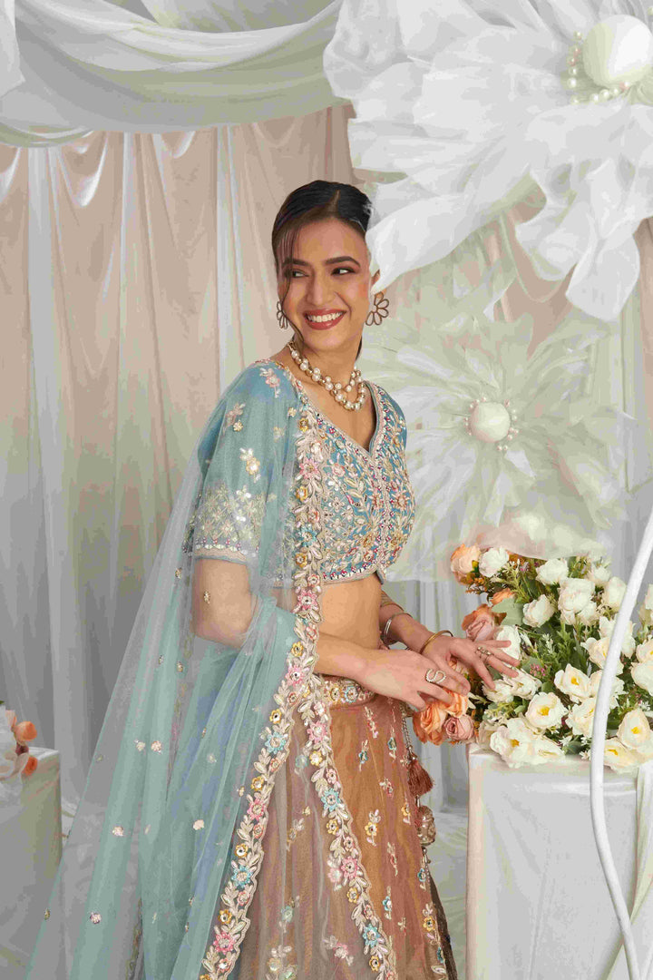 Elegant Partywear Lehenga Set | Tissue Fabric with Sequins Embroidery