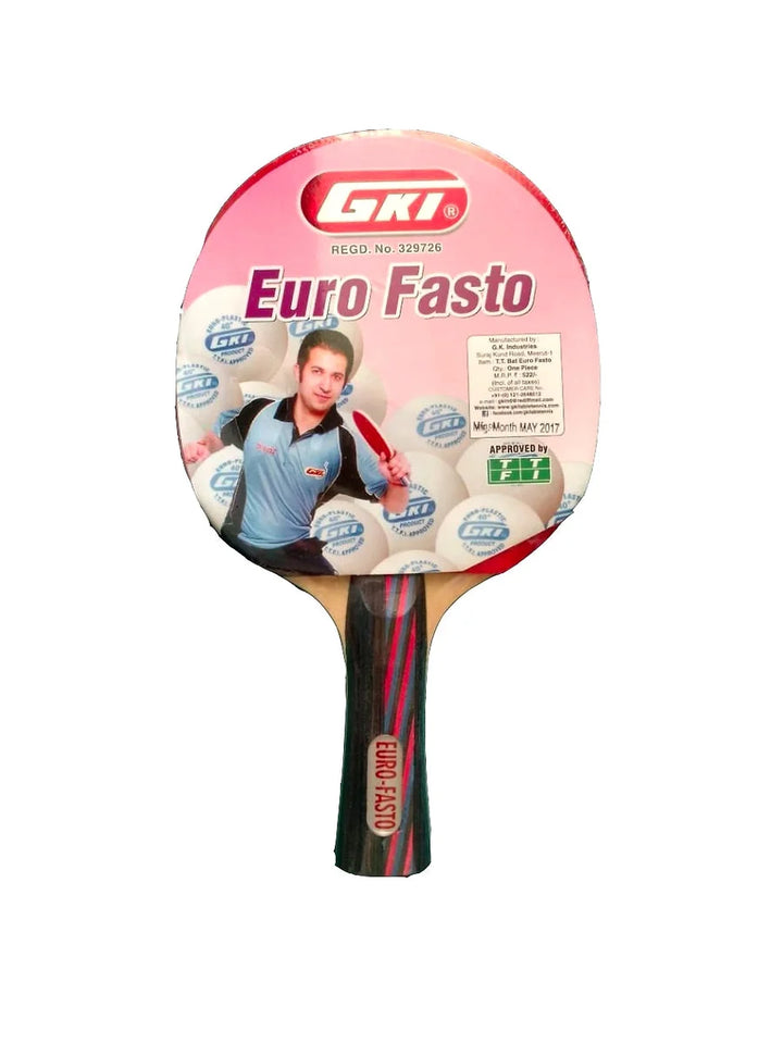 GKI Euro Fasto Table Tennis Racquet: ITTF-Approved, Multicolor Racket for Spin and Control