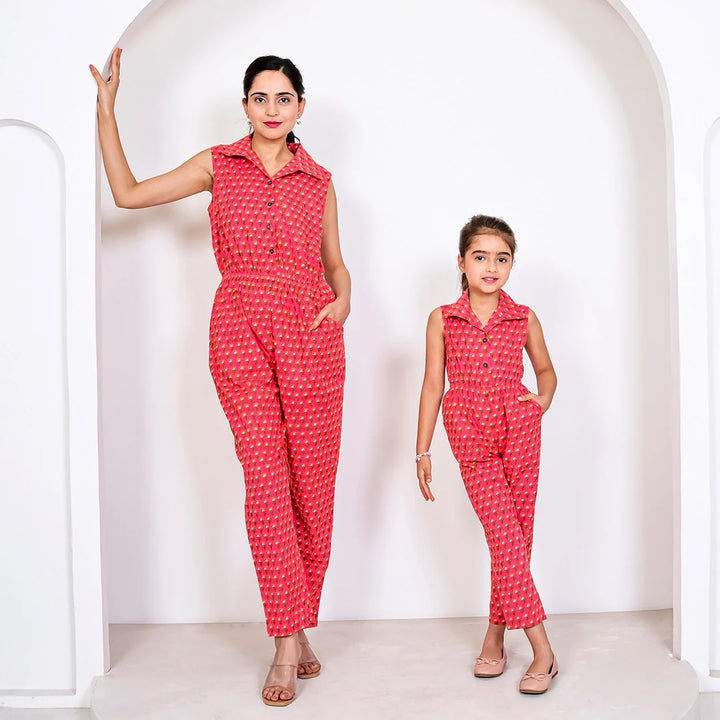 Red & Yellow Holiday Jumpsuit Sets - Mommy & Me Matching Outfits