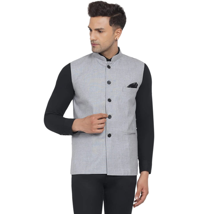 Men's Slub Plain Nehru Jacket | Stylish Casual & Formal Jacket