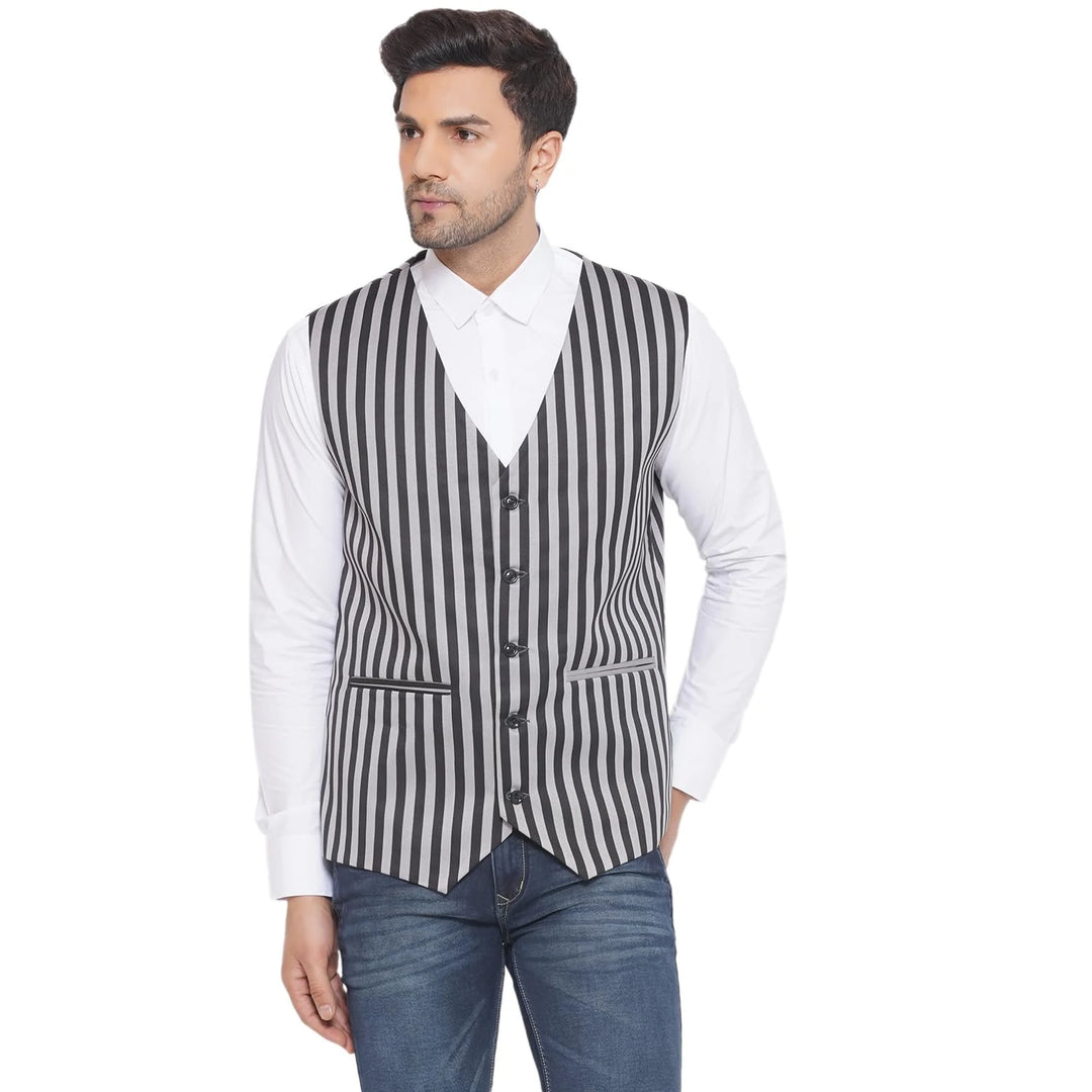 Designer Striped Waistcoat for Men | Party & Office Look Combined