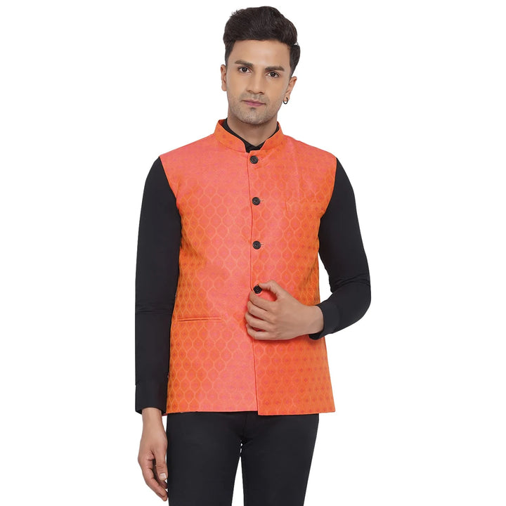 Stylish Printed Jacquard Nehru Jacket for Men | for Weddings & Parties