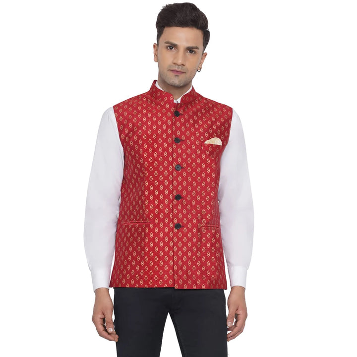 Traditional Red Jacket for Men | Nehru Style for Festive Looks