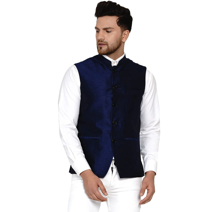 Classy Banarasi Jacket for Men | Solid Silk Blend Nehru Style