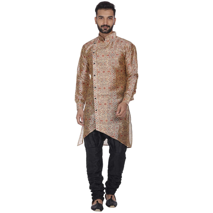 Wedding Special Beige Kurta Pajama | Sherwani Style Silk Blend