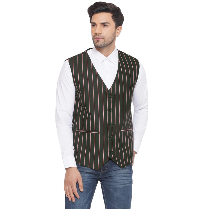 Cotton Poly Striped Waistcoat for Men | Buy Formal & Casual Wear