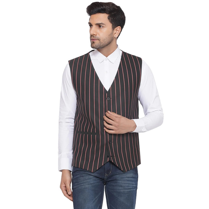 Cotton Poly Striped Waistcoat for Men | Buy Formal & Casual Wear