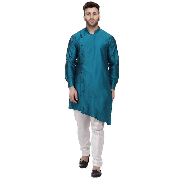 Taffeta Silk Side Button Kurta for Men | Stylish Mandarin Collar