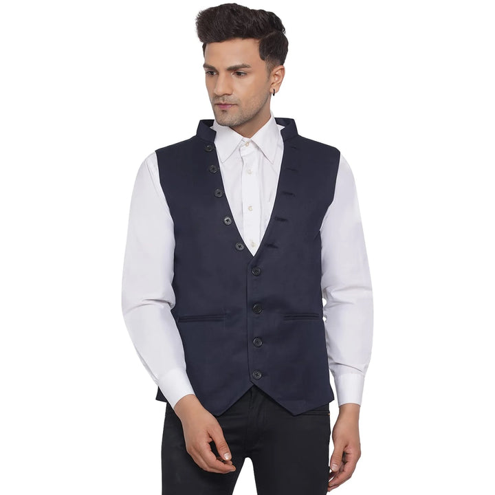 Men's Solid Poly Cotton Waistcoat | Formal & Casual Wear Style