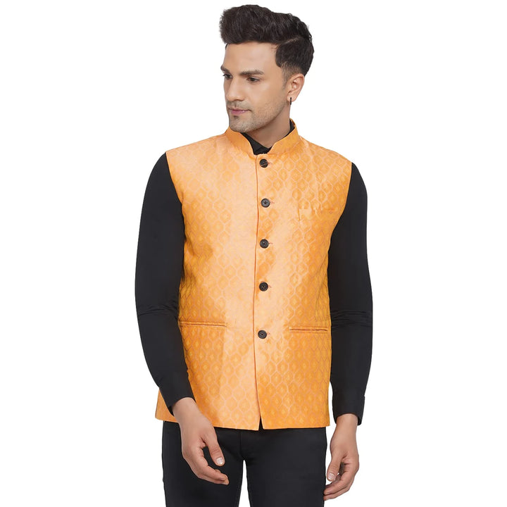 Stylish Printed Jacquard Nehru Jacket for Men | for Weddings & Parties
