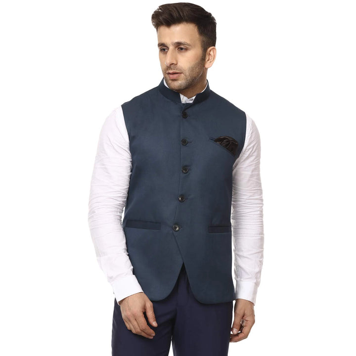 Modern Ethnic Nehru Jacket | Elegant Dark Blue Design
