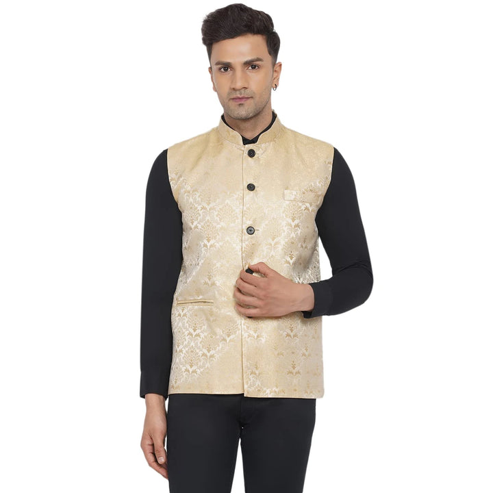 Stylish Men's Jacquard Printed Nehru Jacket | For Festive Wear