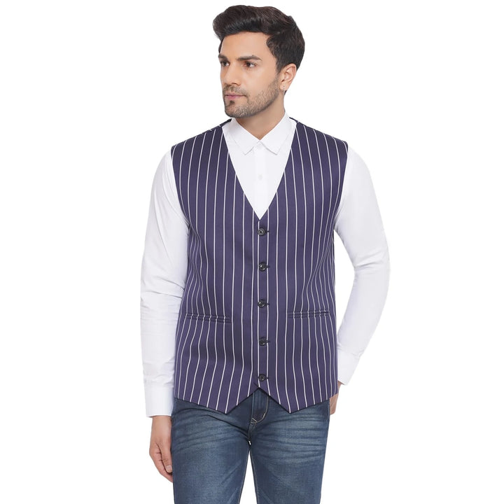 Cotton Poly Striped Waistcoat for Men | Buy Formal & Casual Wear