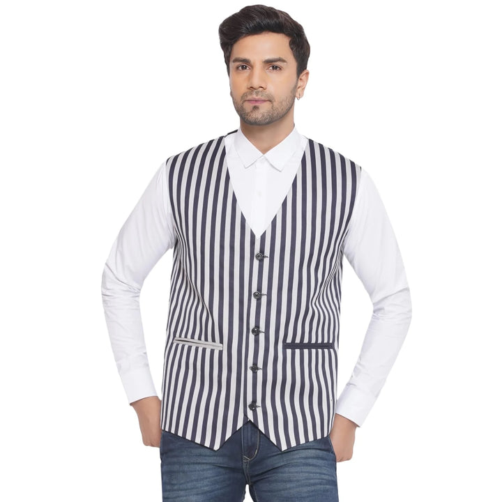 Designer Striped Waistcoat for Men | Party & Office Look Combined