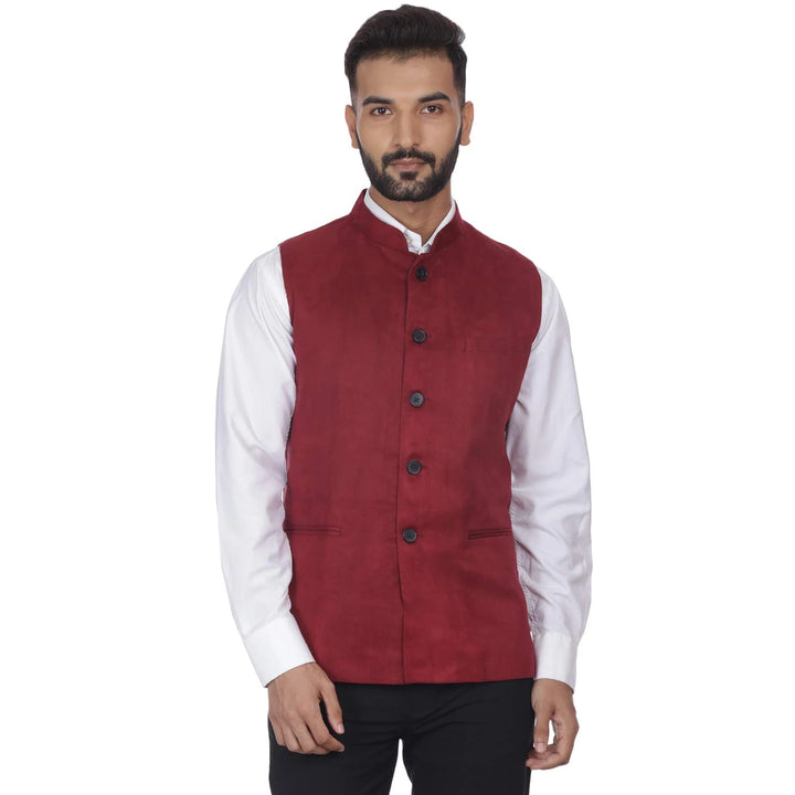 Suede Velvet Nehru Jacket | Festive Essential for Traditional Events