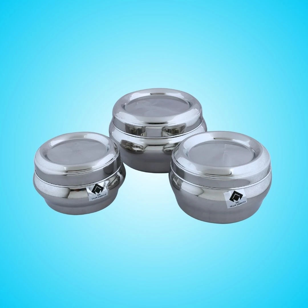 Airtight Snack & Storage Containers | Set of 3 Stainless Pots