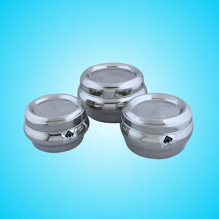 Airtight Snack & Storage Containers | Set of 3 Stainless Pots