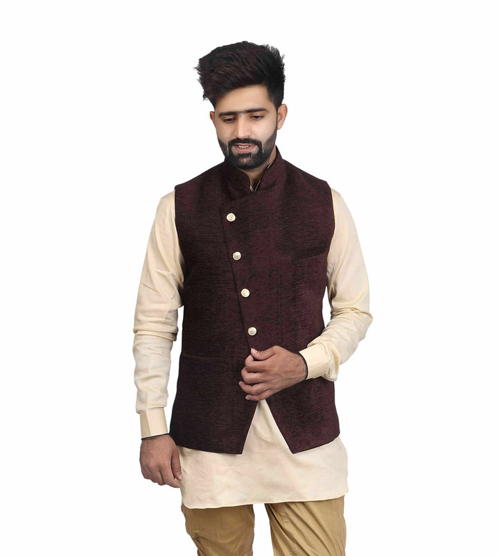 Modern Men’s Festive Nehru Jacket | Corduroy Designer in Cotton Blend