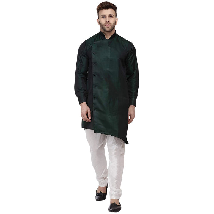 Taffeta Silk Side Button Kurta for Men | Stylish Mandarin Collar