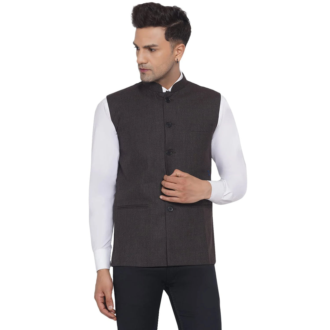 Men's Plain Slub Nehru Jacket | Festive & Formal Looks