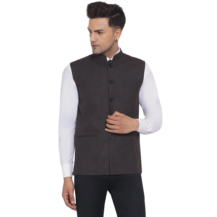 Men's Plain Slub Nehru Jacket | Festive & Formal Looks