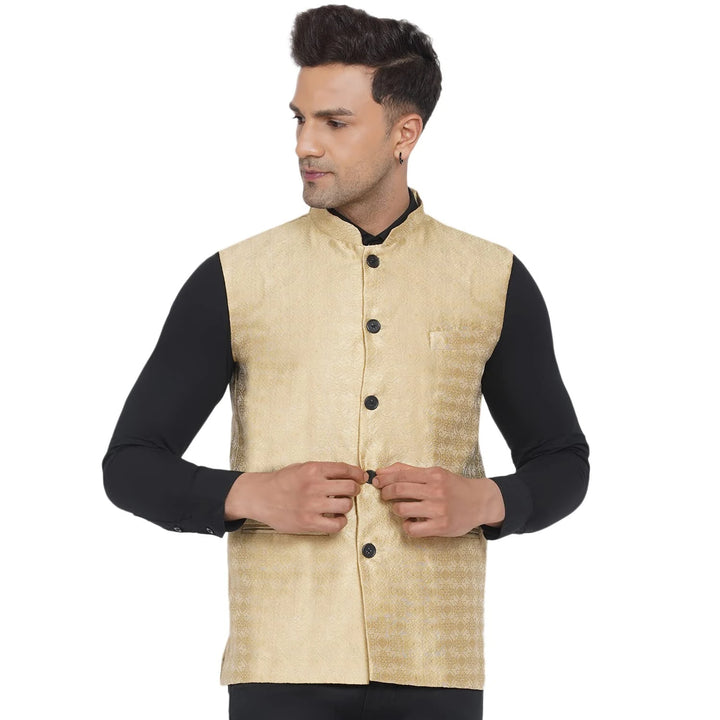 Golden Nehru Jacket for Men | Wedding & Festive Wear