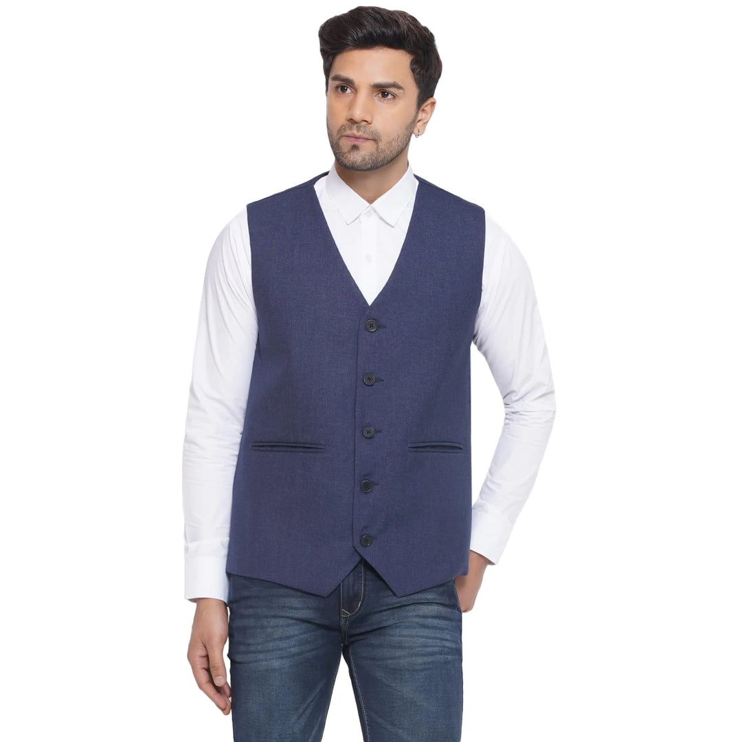 Solid Slub Waistcoat for Men | Formal to Casual Stylish Wear