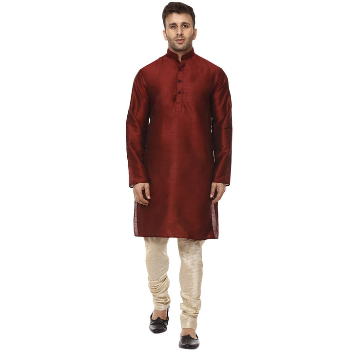 Classic Chinese Collar Kurta Set | Men’s Silk Style for Weddings