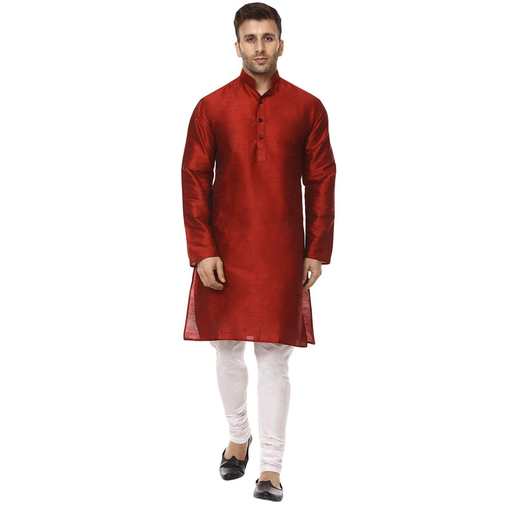 Classic Chinese Collar Kurta Set | Men’s Silk Style for Weddings