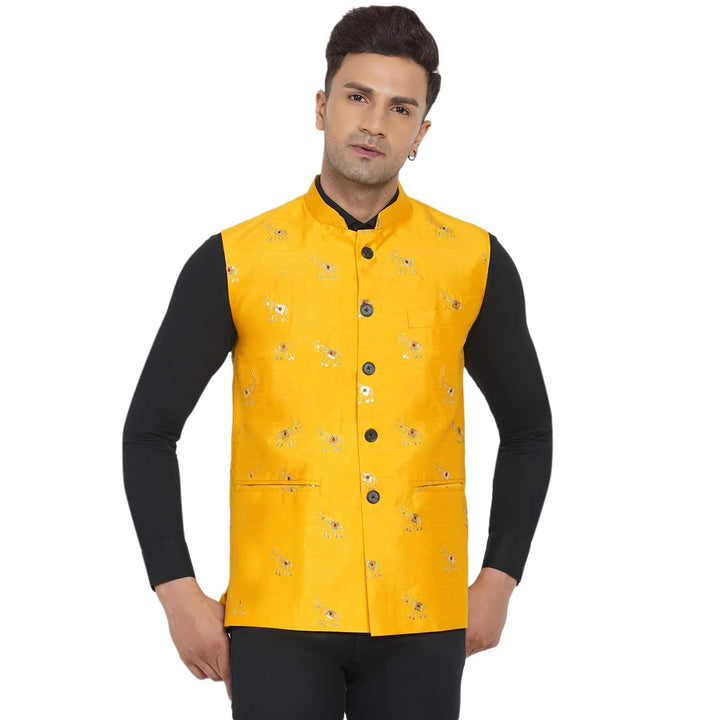 Silk Elephant Nehru Jacket for Men | Designer Ethnic Wear