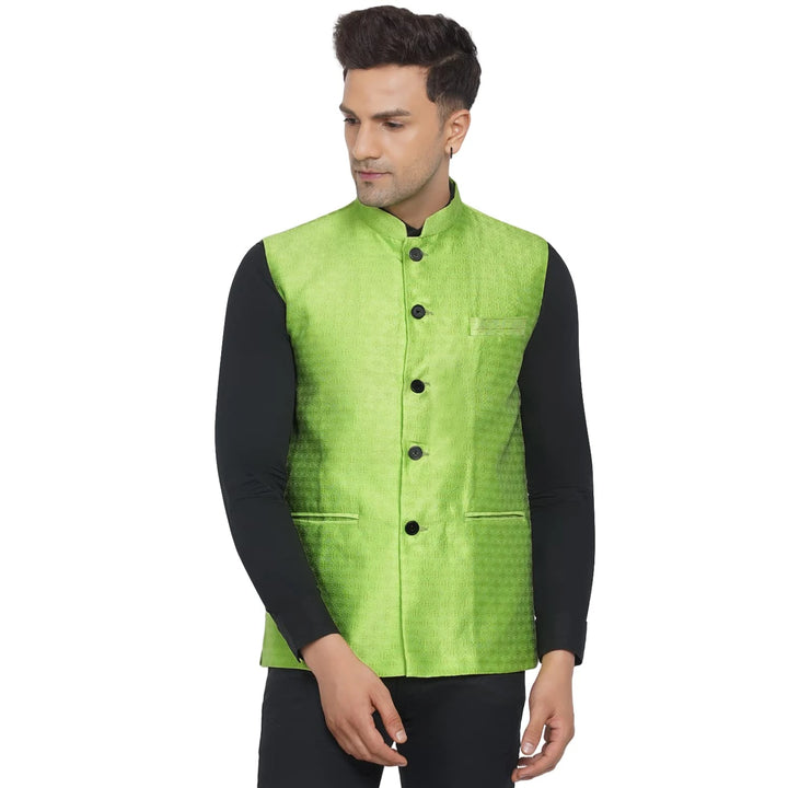 Pista Green Nehru Jacket for Men | Wedding & Festive Wear