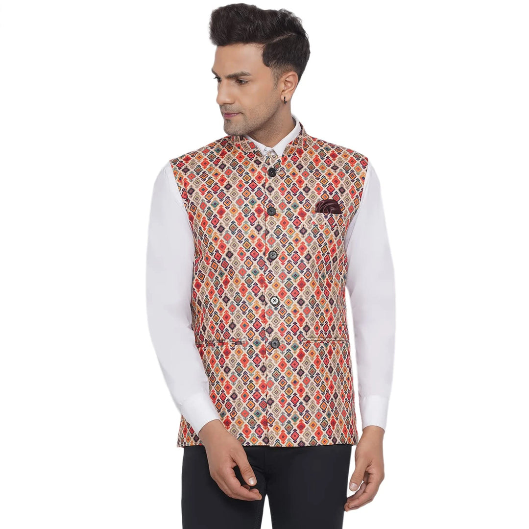 Multicolor Cotton Nehru Jacket for Men | Festive & Stylish Look