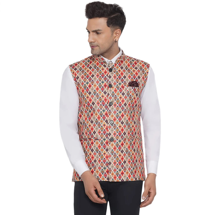 Multicolor Cotton Nehru Jacket for Men | Festive & Stylish Look