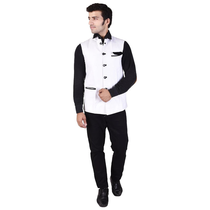 Classic White Jute Nehru Jacket for Men | Elegant Festive Wear