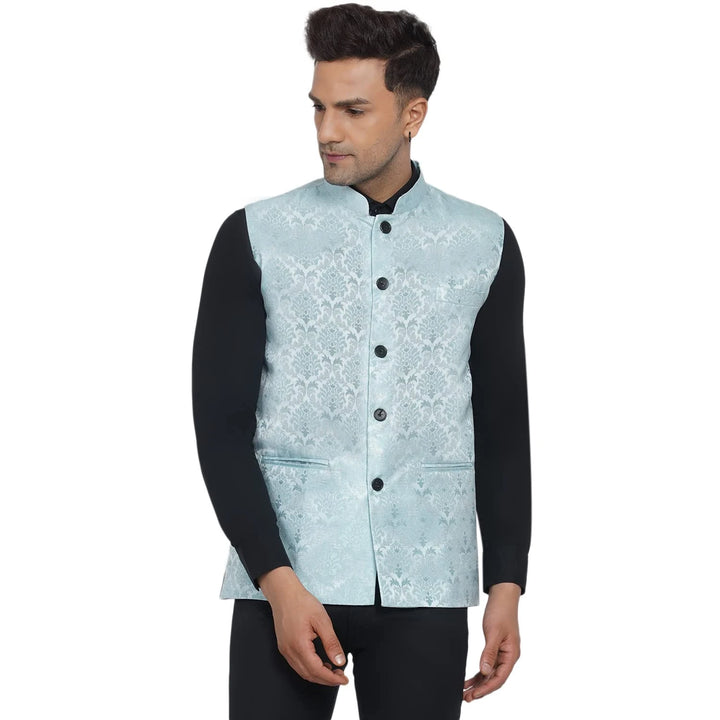 Stylish Men's Jacquard Printed Nehru Jacket | For Festive Wear