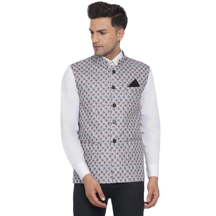 Men's Cotton Printed Nehru Jacket | Stylish Traditional Outfit