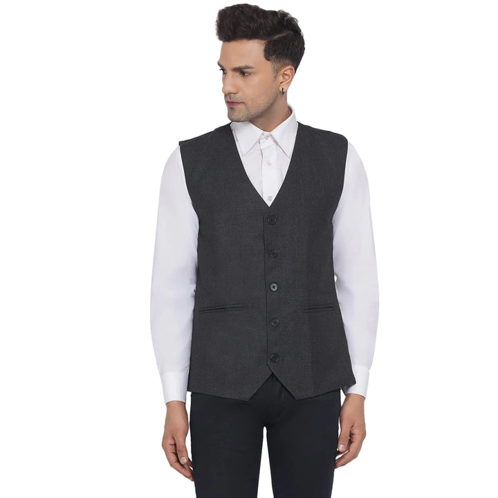 Men's Slub Plain Waistcoat | Perfect for Formal & Casual Wear