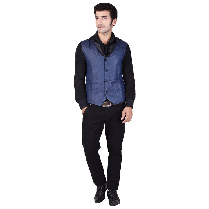 Men's Solid Navy Blue Waistcoat | Stylish Look for All Occasions