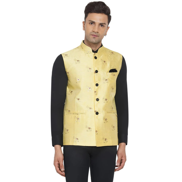 Silk Elephant Nehru Jacket for Men | Designer Ethnic Wear