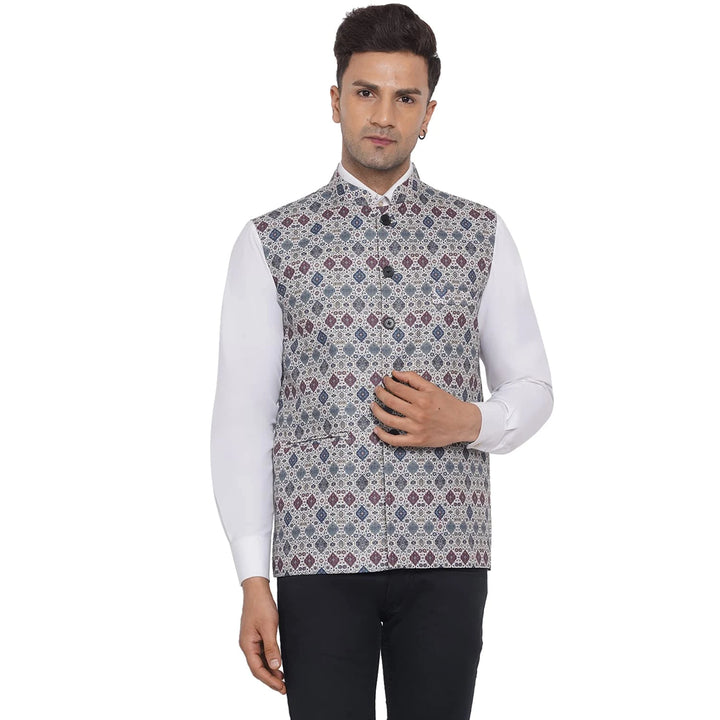 Designer Cotton Printed Nehru Jacket | Men’s Style for Festive Wear
