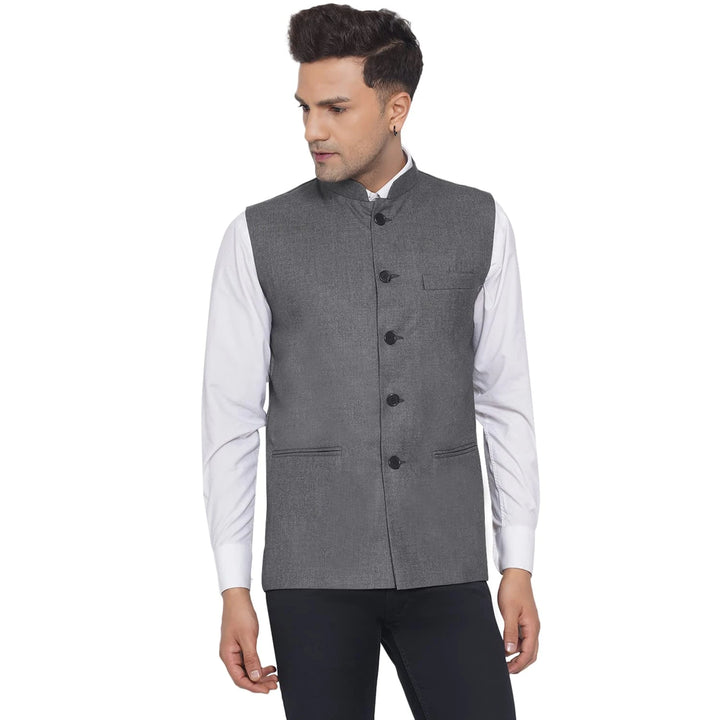 Men's Plain Slub Nehru Jacket | Festive & Formal Looks