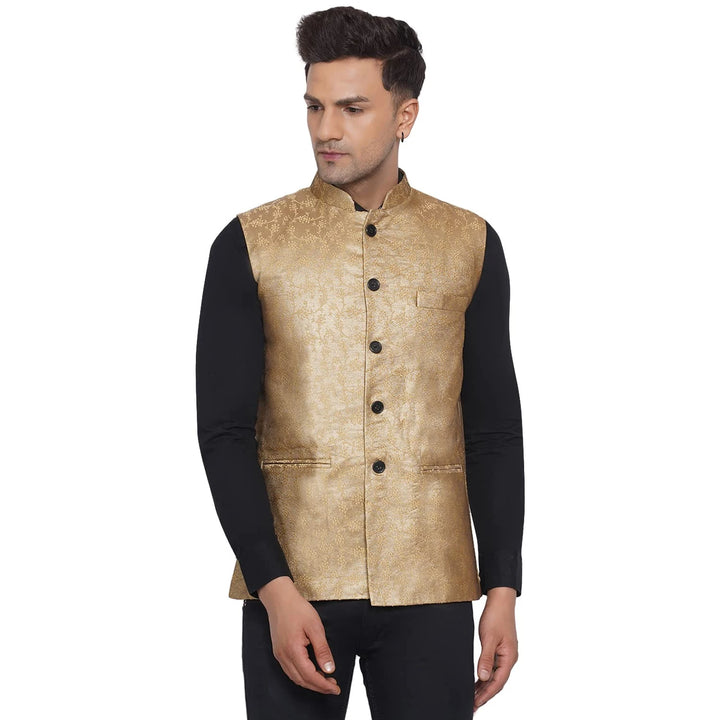 Banarasi Print Nehru Jacket for Men | Traditional Festive Wear