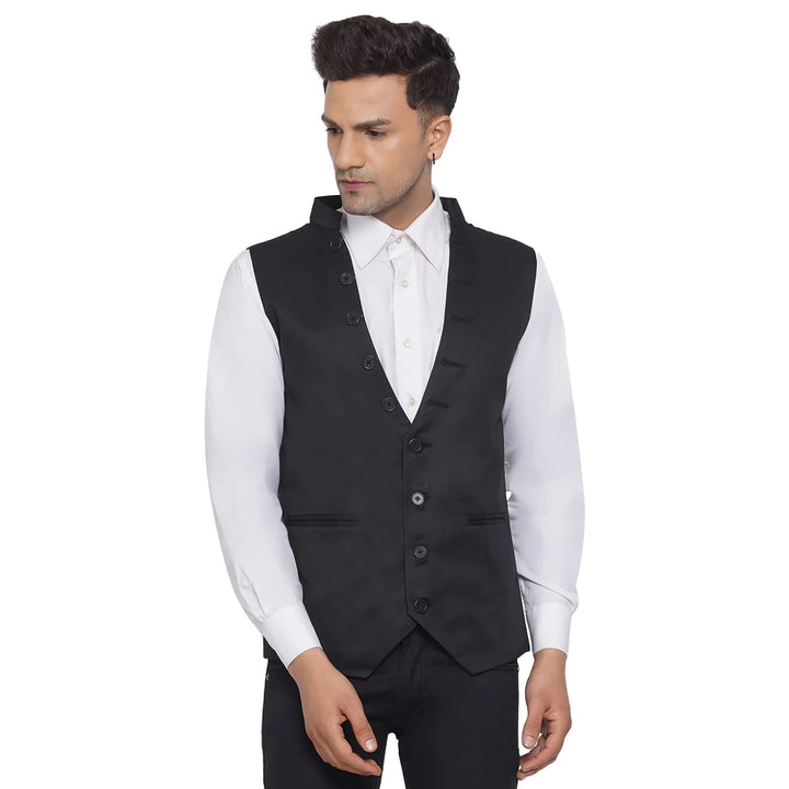 Men's Solid Poly Cotton Waistcoat | Formal & Casual Wear Style