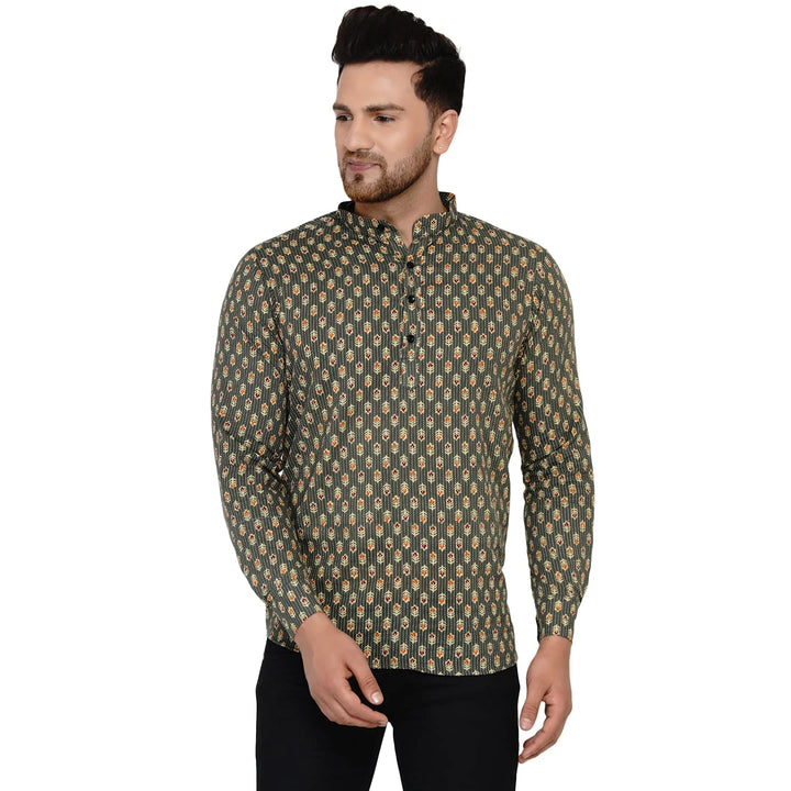 Stylish Light Green Kurta | Cotton Fabric with Printed Work