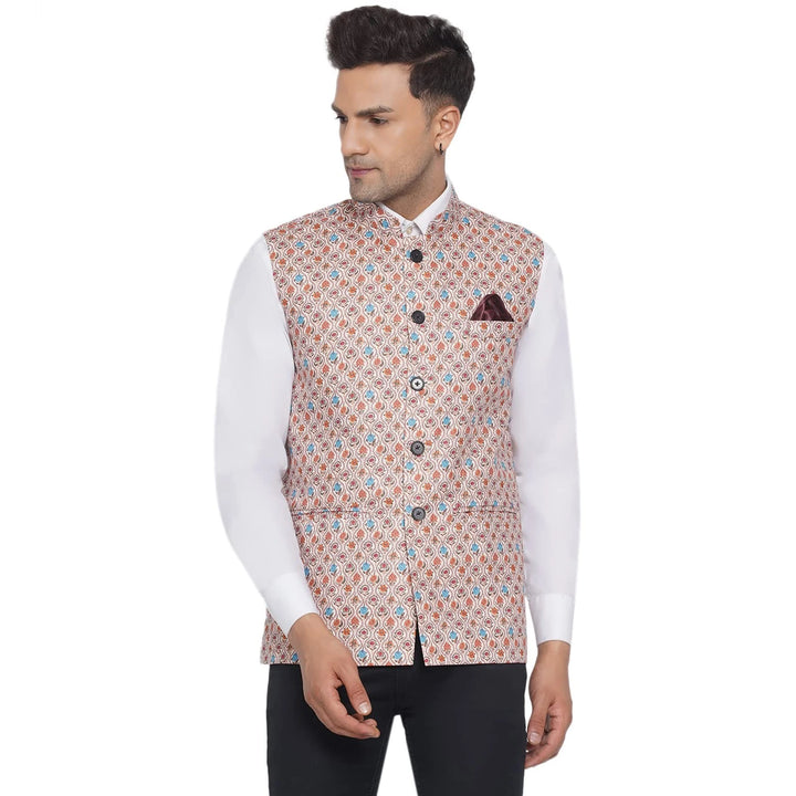 Men's Cotton Printed Nehru Jacket | Stylish Traditional Outfit