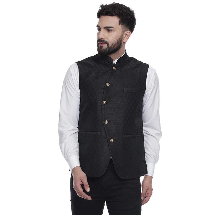 Stylish Art Silk Nehru Jacket | Men's Jacquard Print Outerwear