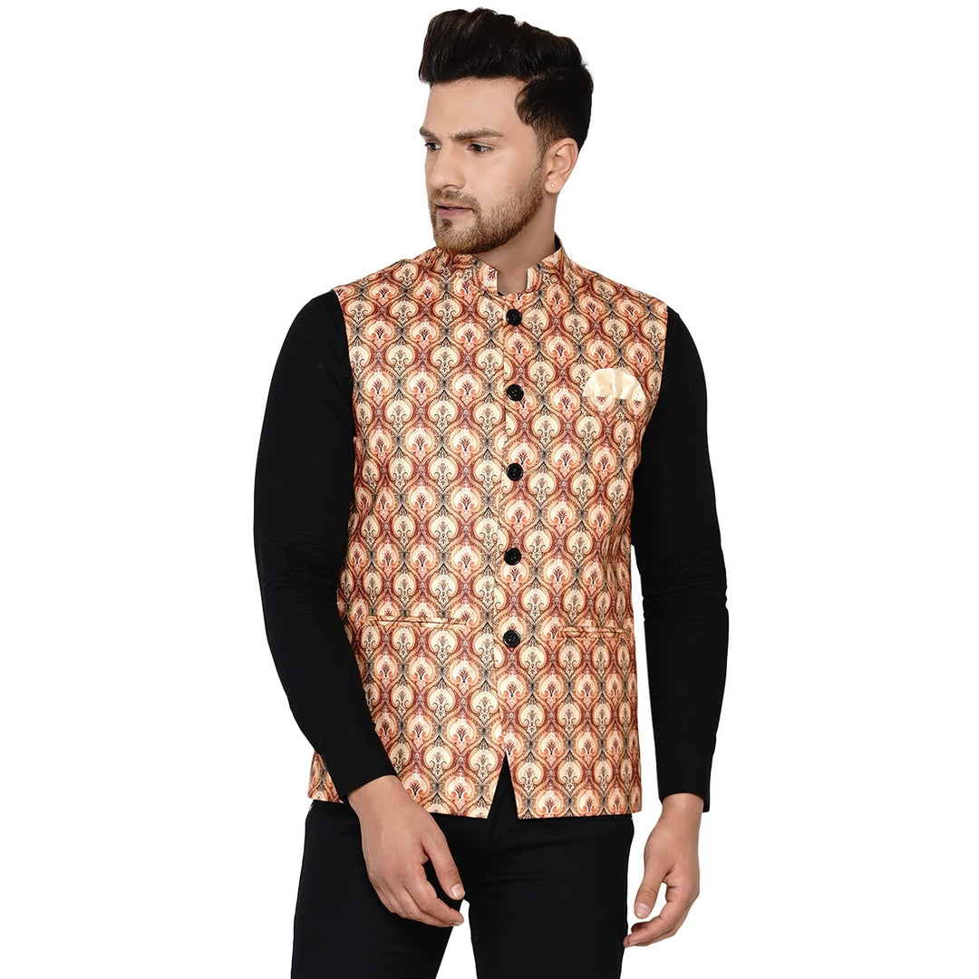 Multicolor Cotton Nehru Jacket for Men | Festive & Party Wear
